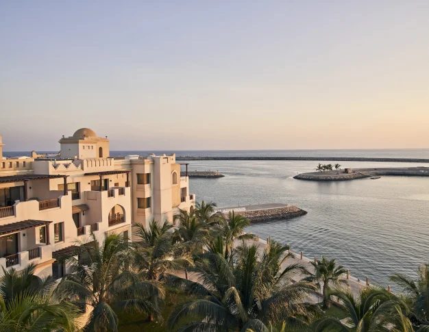 an aerial picture of fanar hotel exterior building