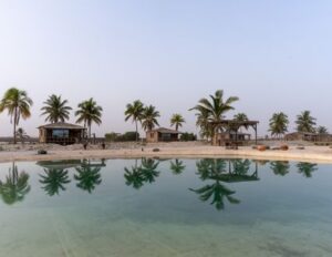 Water view and palm trees at Souly lodge Hawana Salalah Oman