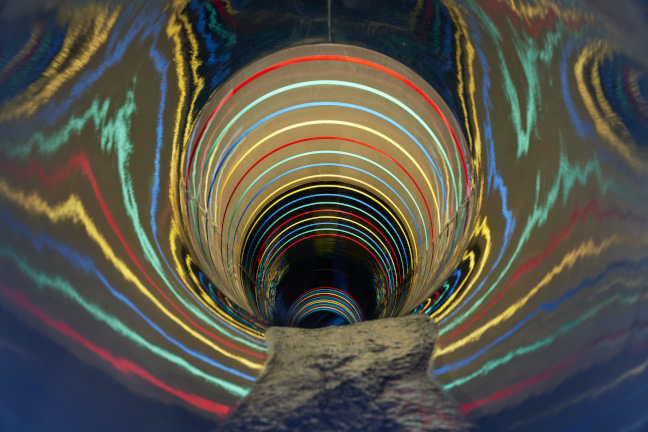 Colorful photo inside a slider at Hawana Aquapark Salalah Oman