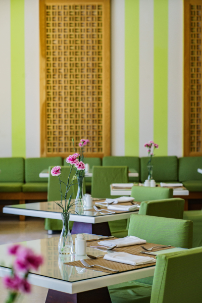 Juweira Boutique Hotels Hawana Salalah Oman Restaurant tables view