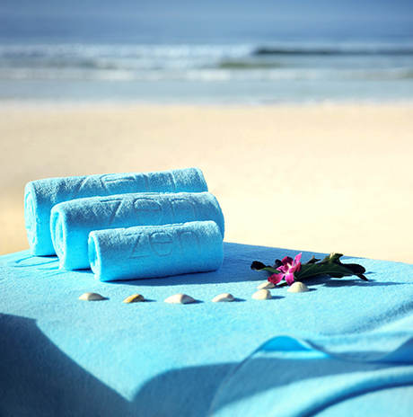Zen Spa Towels and massage table by the beach at Rotana Salalah Oman