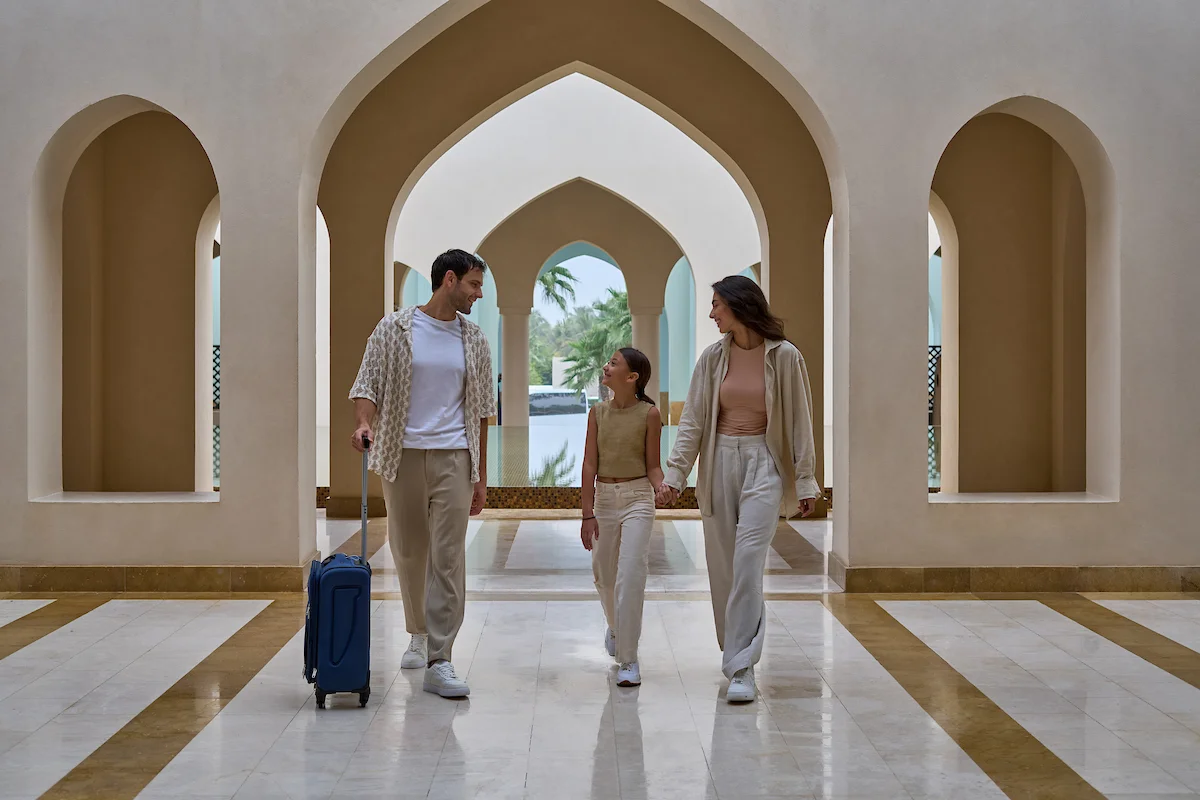 Family checking in at Hawana Salalah during Khareef