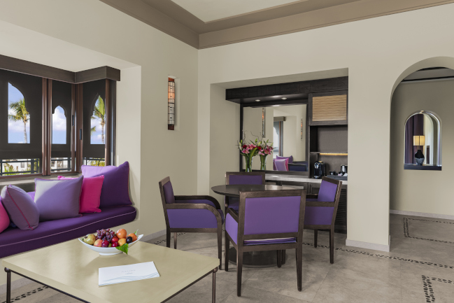 Club Rotana suite living room with ocean view at Rotana Salalah Oman