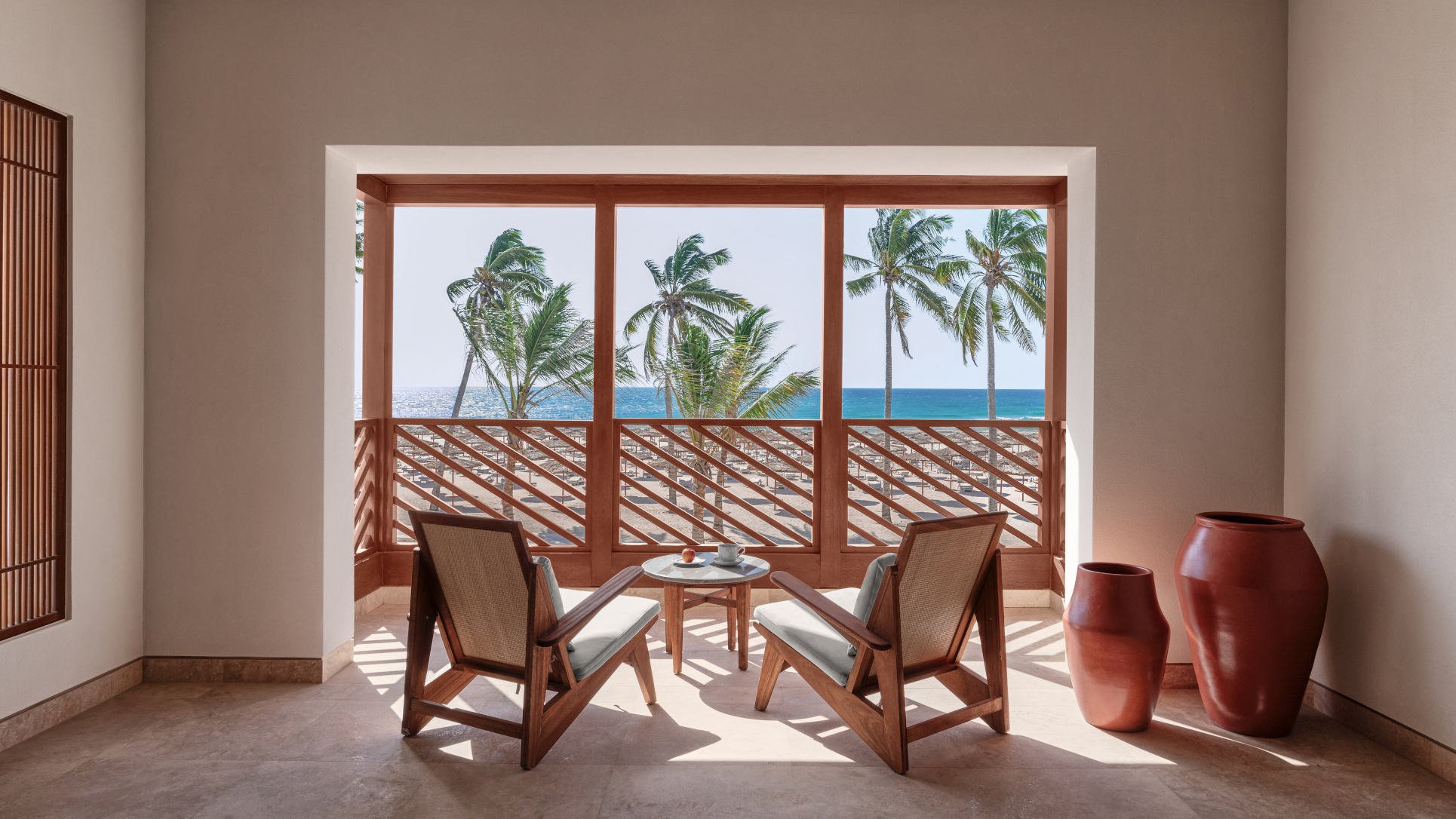 The terrace of the Executive Room at the Club By Fanar Salalah.
